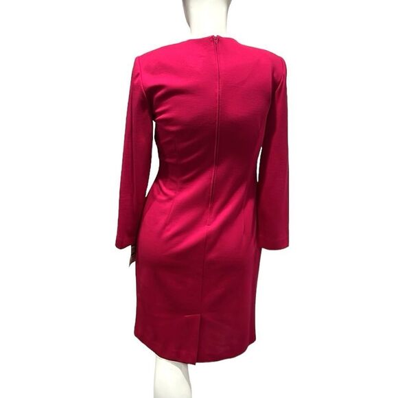 Leslie Fay vintage embellished pink long sleeve body con dress size 12 NWT - Picture 2 of 12